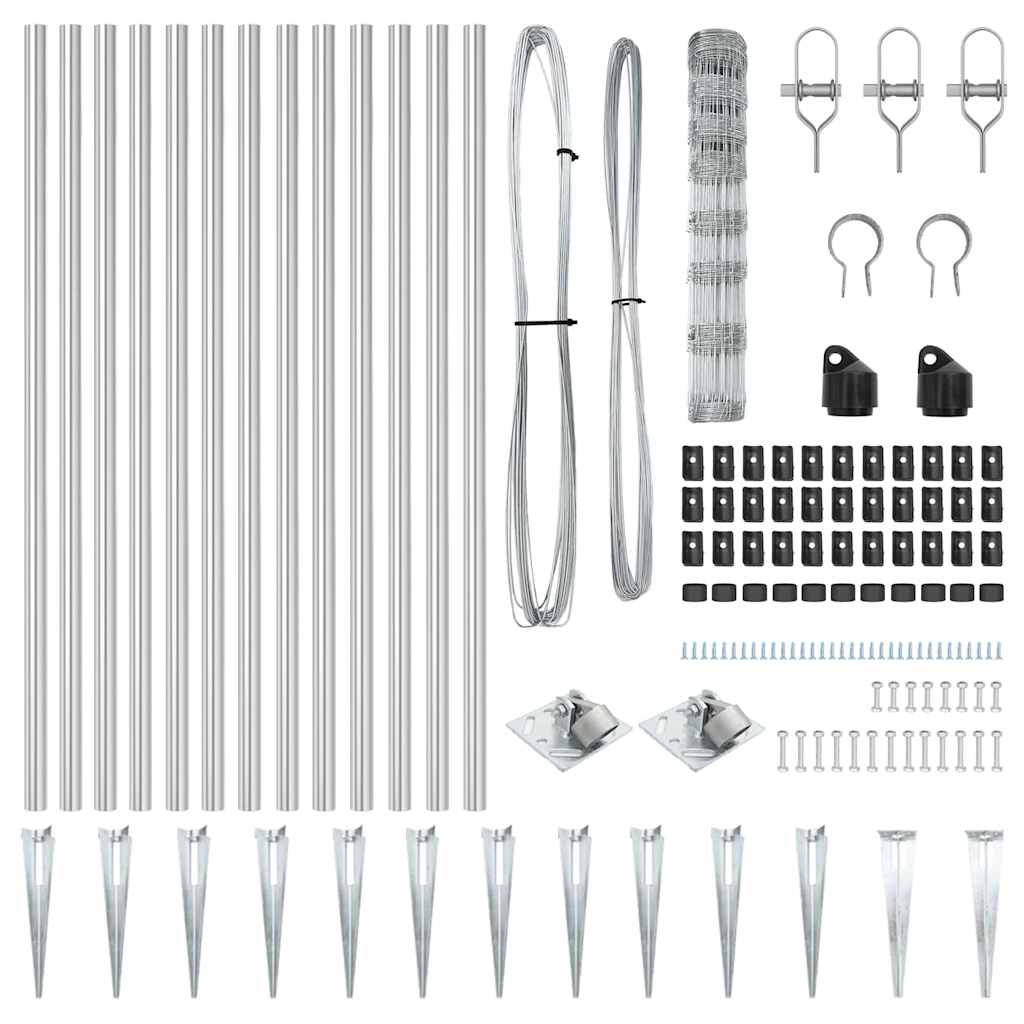Wildzaun Silber 25 x 1 m Verzinkter Stahl